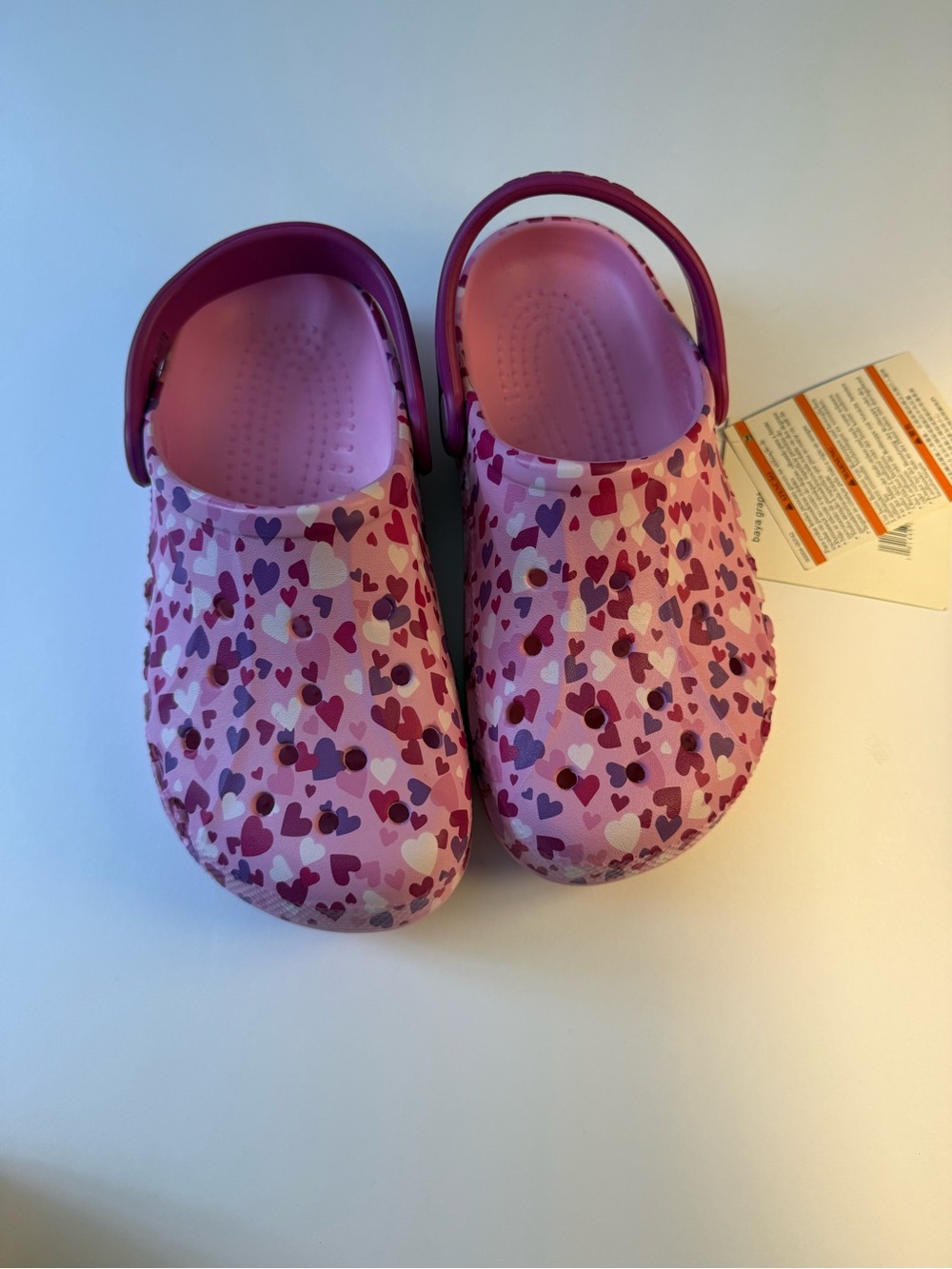 Crocs Kids Girls Pink Heart Clogs Size J3